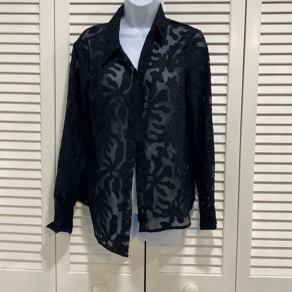 Sheer blouse with design - Picture 1 of 2